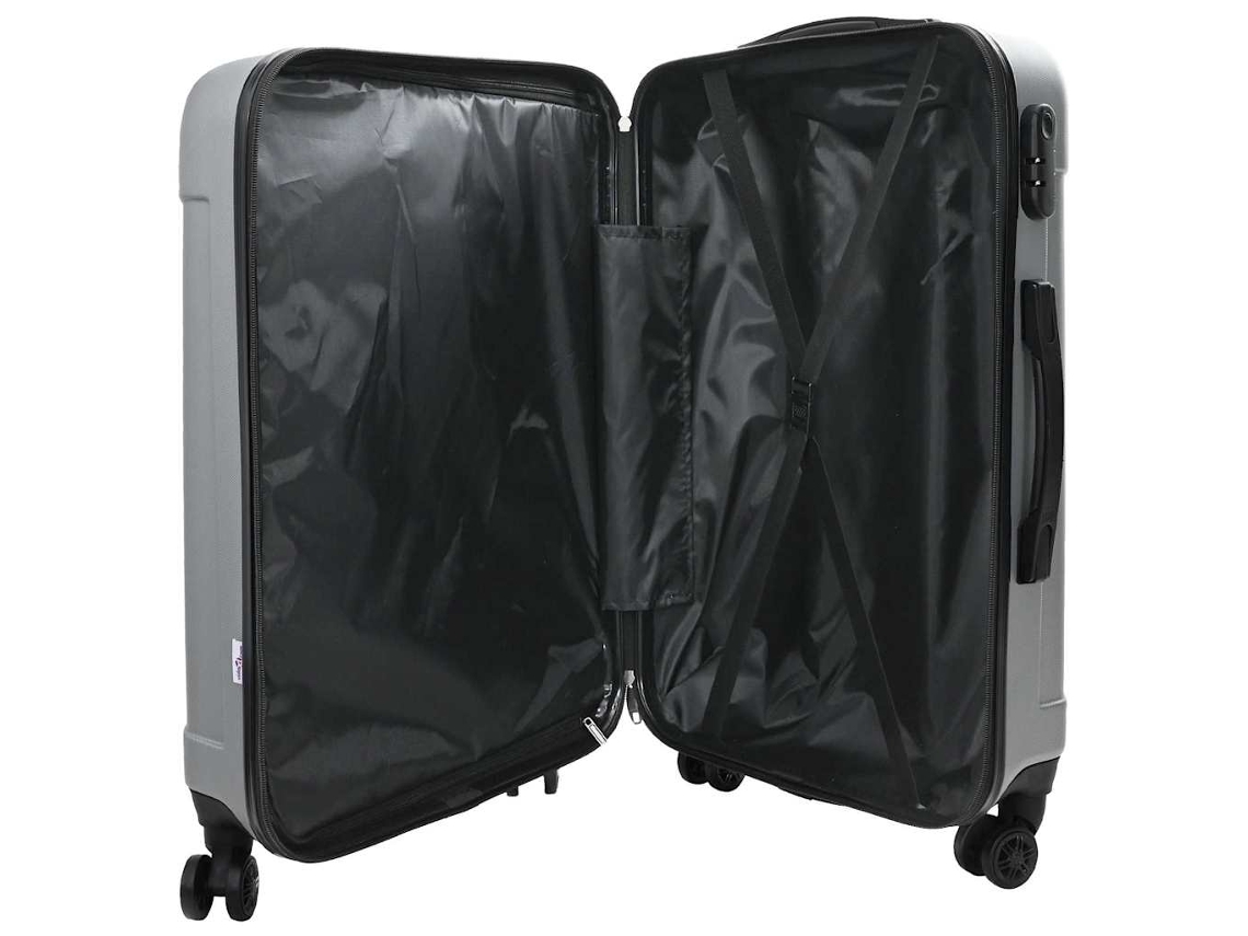 Conjunto 3 De Malas De Viagem Retangulares Em Policarbonato Vidaxl Prateado Plástico