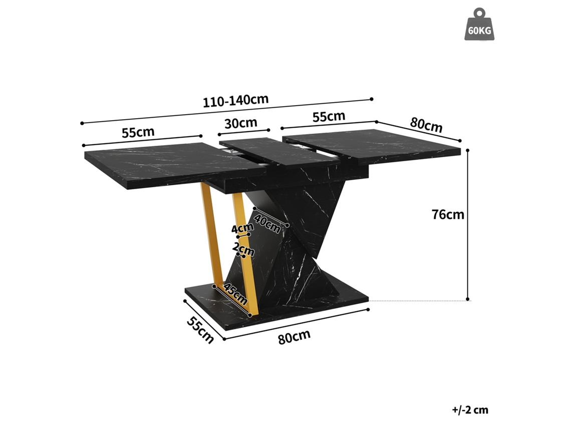 Mesa De Jantar Extensível De Madeira 110x80x76 Cm Até 140 Cm Para 6 Pessoas Ideal Para Sala De Jantar Cozinha Ou Varanda Mega Echo Trade Shop