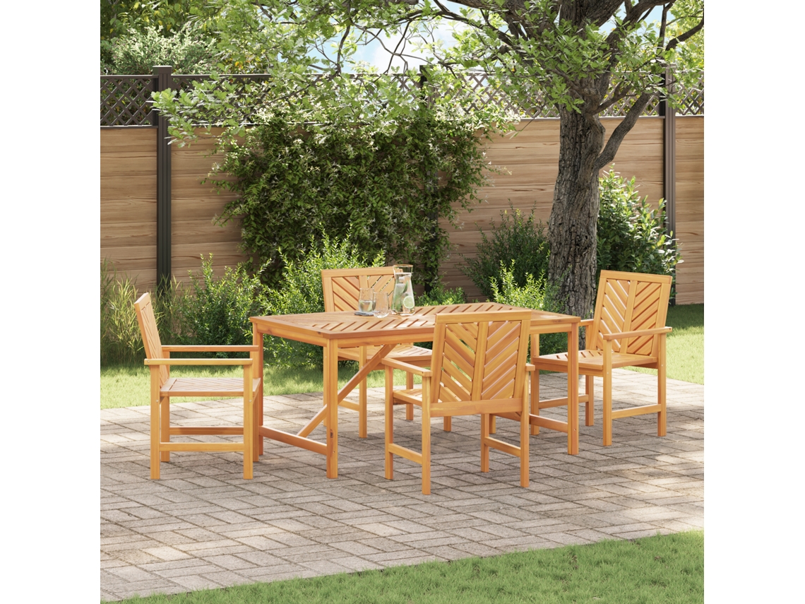 Conjunto 4 De Jantar De Jardim Vidaxl Em Madeira Sólida De Acácia