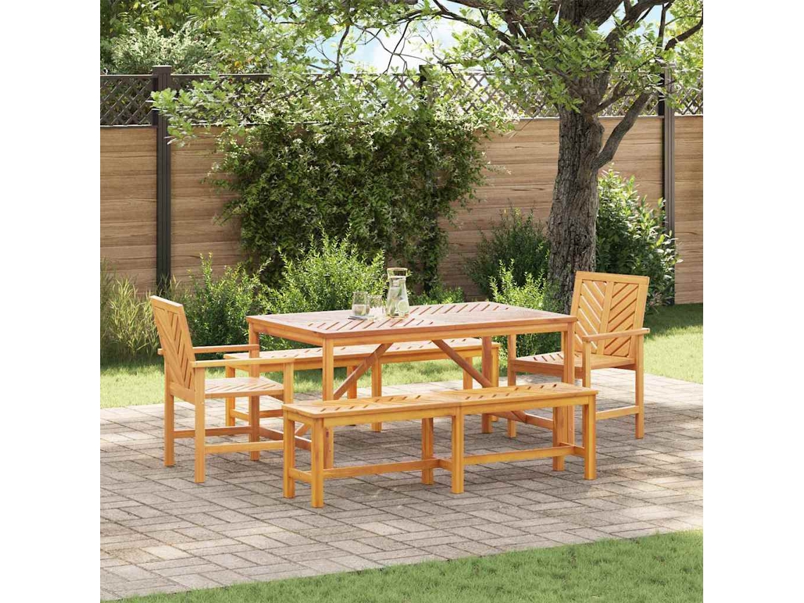 Conjunto 5 De Jantar De Jardim Em Madeira Vidaxl Castanho Madeira De Acácia Maciça