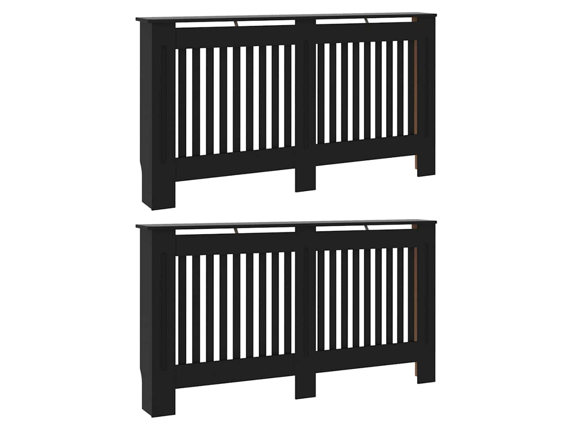 Capa De Radiador 2 Pcs Preto 152x19x81,5cm Madeira Processada Haochrymec