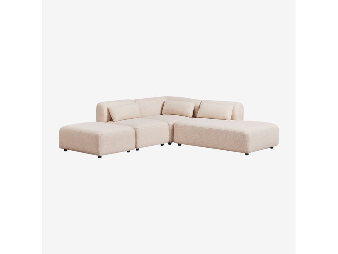 Sofá De Canto Modular De 3 Peças Com Chaise Direita E Pufe Fogler Poliéster Sklum