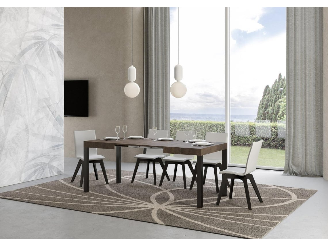 Mesa de Jantar Extensível 70X110/194 Cm Everyday Nogueira Quadro Antracite