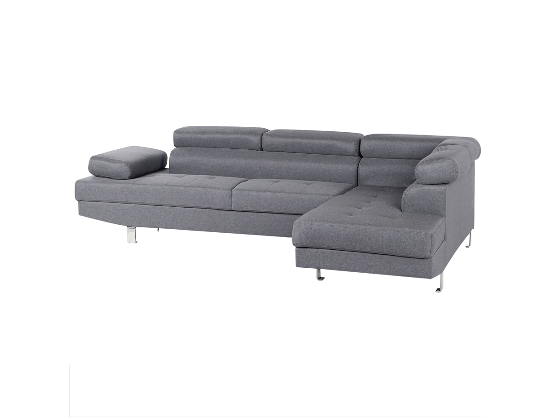 Sofá de esquina BELIANI Norrea de Poliéster Cinzento 262x169x85