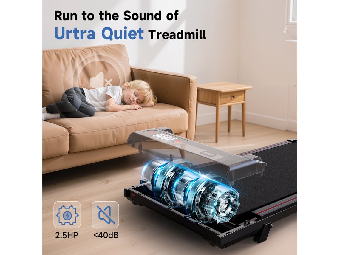 Passadeira de Corrida BOTIFLY T6A - 8 Km/h, Inclinação 7%, Motor 2.5HP, Amortecimento e Portátil, Área da superfície 90x38.5cm, Preto