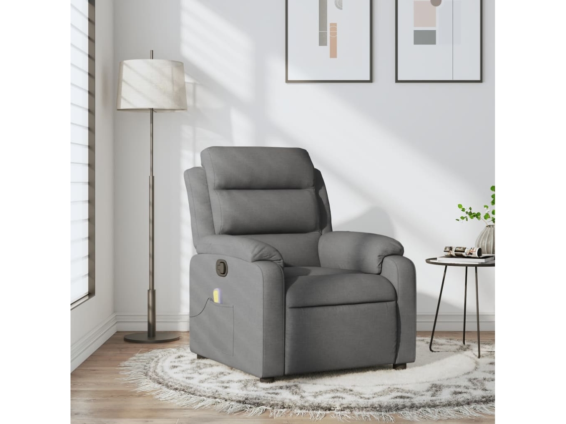 Poltrona de massagens reclinável VIDAXL tecido cinzento-escuro
