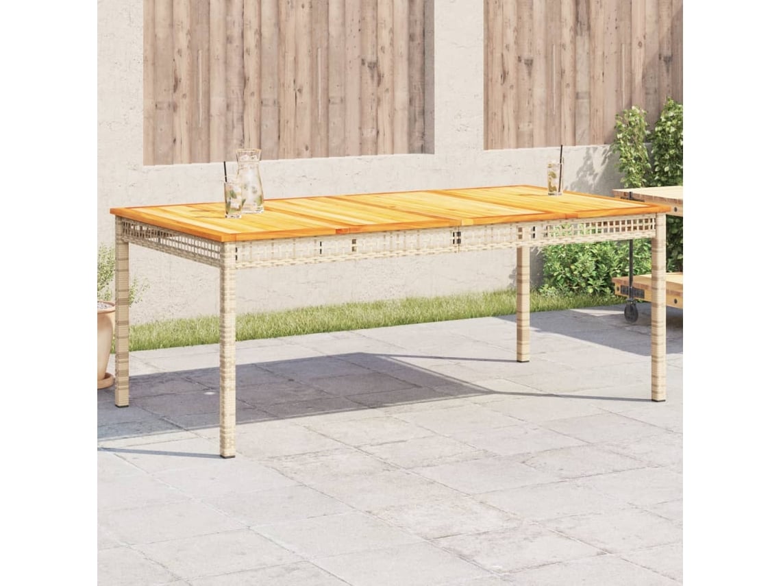 Mesa de Jardim VIDAXL Vime Pe e Madeira de Acácia Bege 180 X 90 X 75 Cm