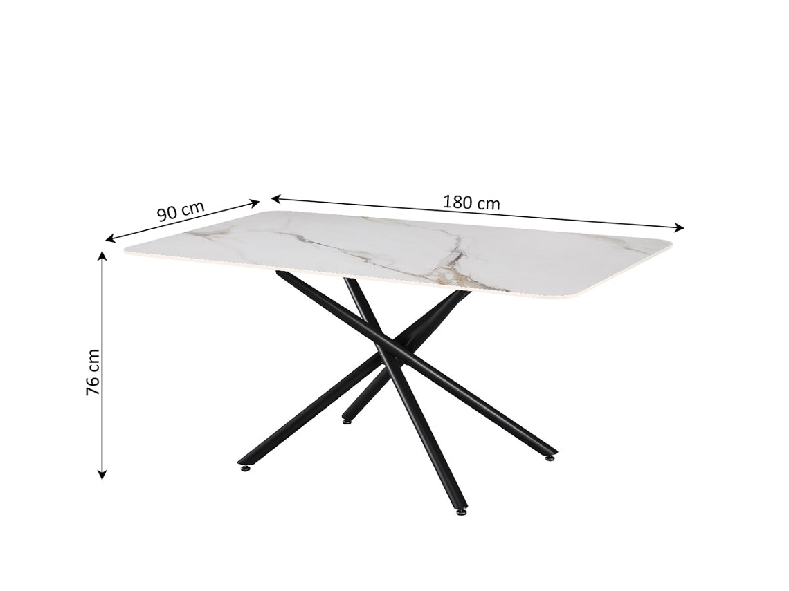 Mesa de Jantar Fixa com Acabamento em Mármore 180Cm Cinza SALDOSYSTOCKS
