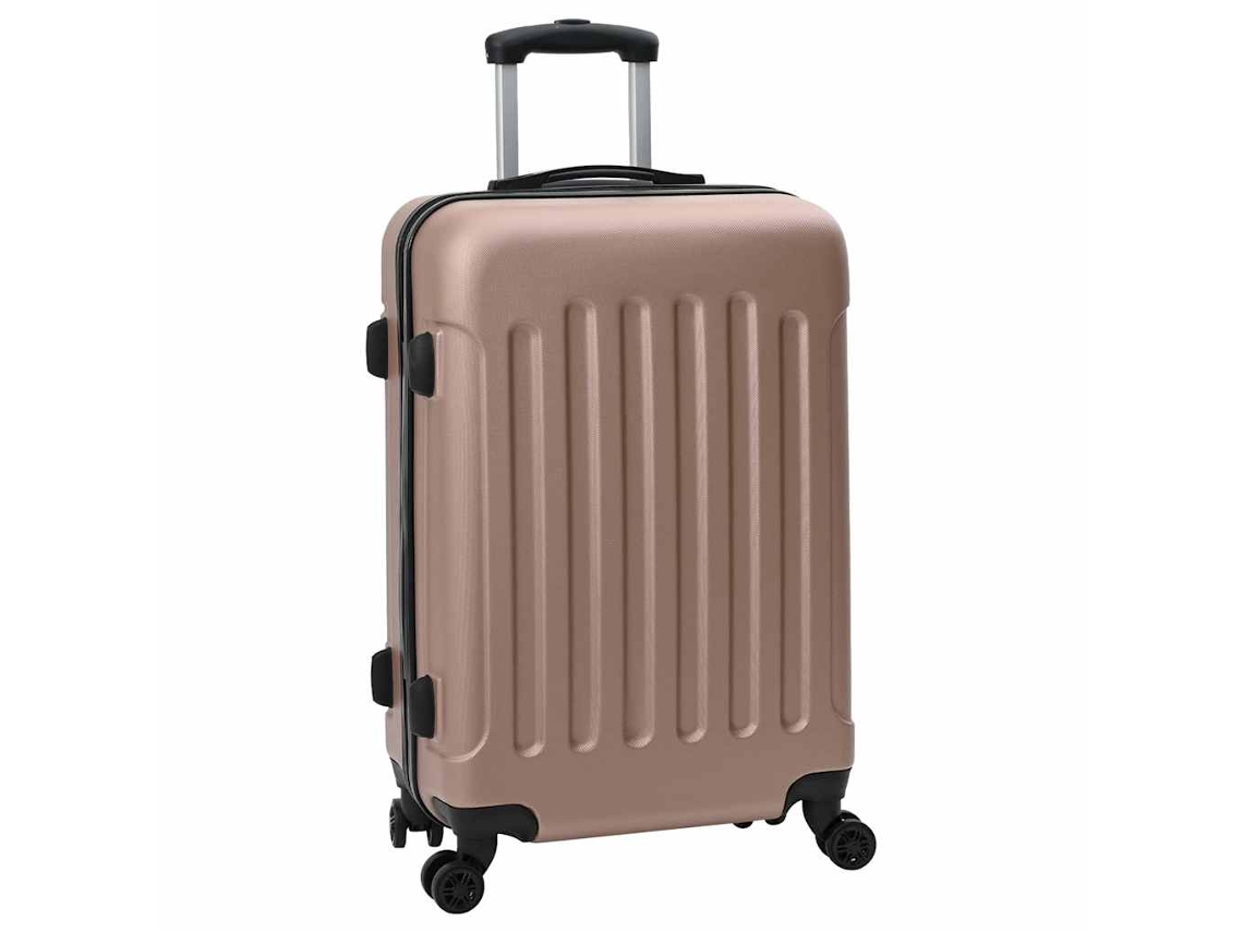 Conjunto 3 De Malas De Viagem Retangulares Em Policarbonato Vidaxl Rosa Plástico