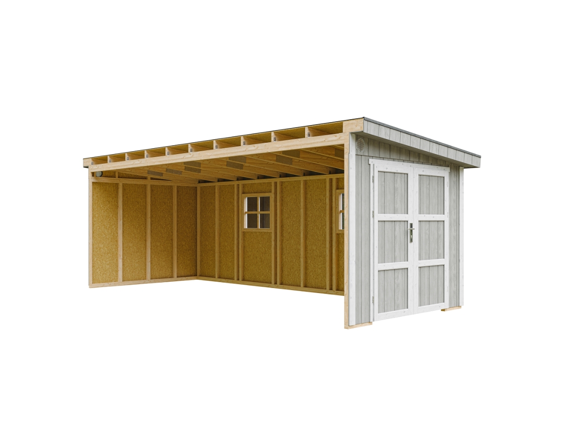 Casa De Jardim Qualidade Premium 14,3 M² A231x248x648 Cm Sem Piso E Parede Lateral Timbela M941b Tundra Grey