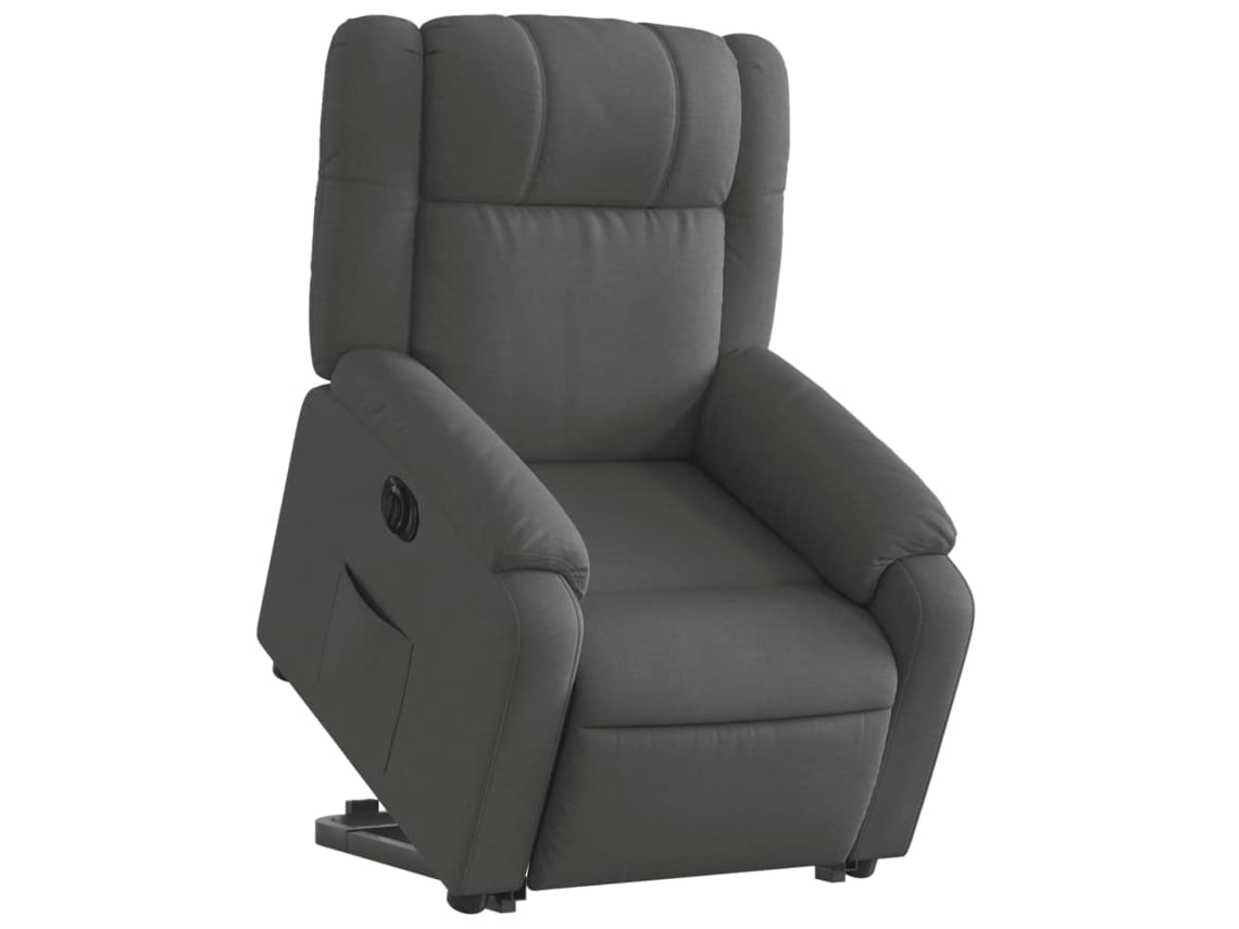 Poltrona reclinável elevatória elétrica tecido cinzento-escuro