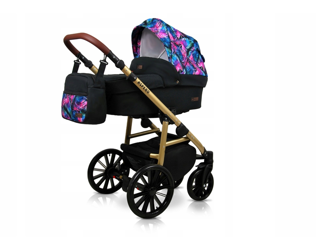 Carrinho de Bebé Multifuncional BABYLUX ASPERO 3 Em 1 -Colorful feathers - Ajustável e dobrável Construção leve em alumínio Reversibilidade Acessórios