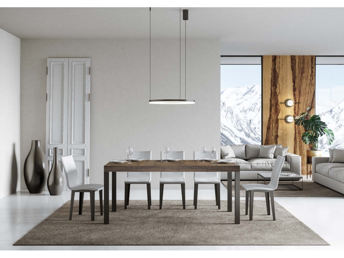 Mesa de Jantar Extensível 90X160/264 Cm Everyday Premium Nogueira Quadro Antracite ITAMOBY