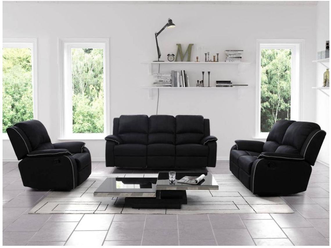 Conjunto Sofá Relax Hernani VENTE-UNIQUE (Cinzento - Tecido e Veludo - 210x96x99 cm)