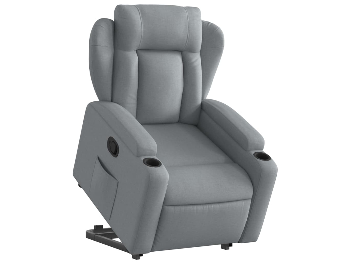 Poltrona reclinável elevatória tecido cinzento-claro