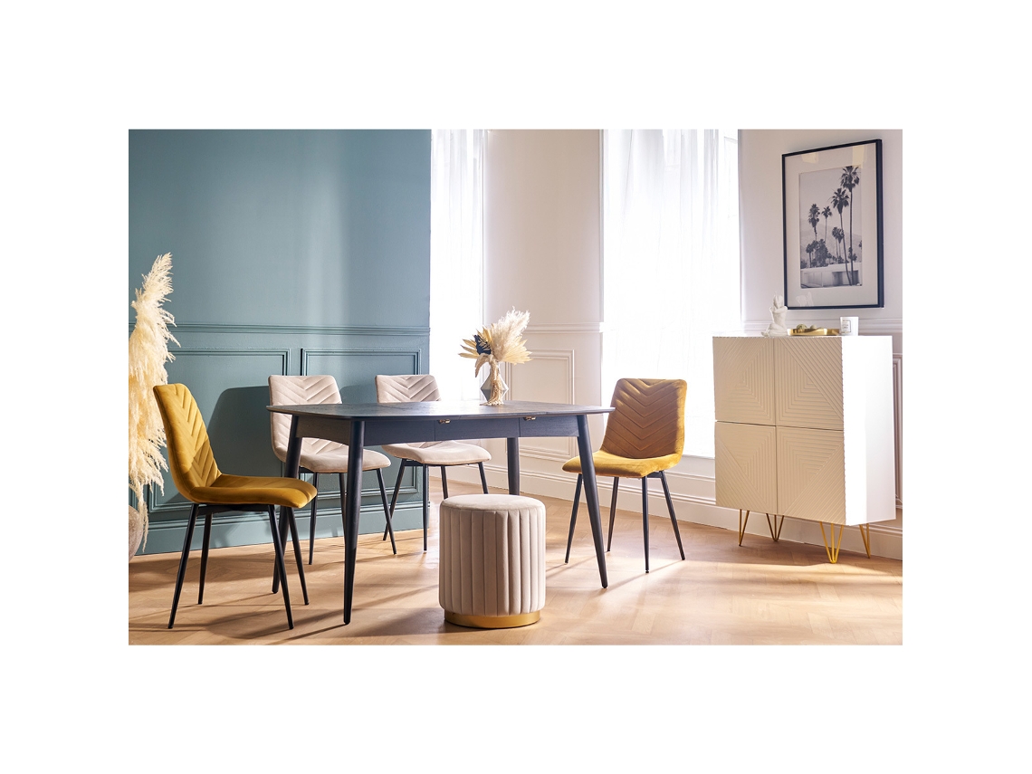 Mesa de jantar extensível de madeira preta L130-160 cm NORDECO MILIBOO