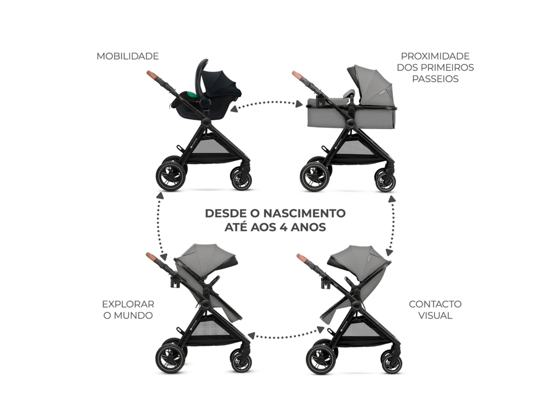 Carrinho de bebé Multifuncional 3 em 1 KINDERKRAFT Esme PRO (Cinzento)