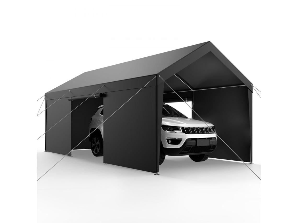 Garagem Portátil Móvel Em Aço Galvanizado Com Cobertura Pe 3,05x6,09x2,87m Tekmaquinas