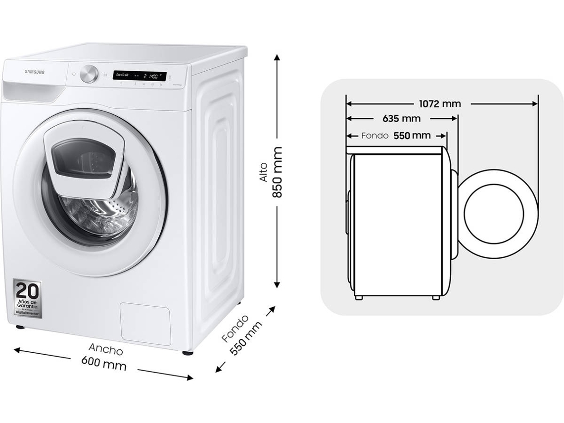 Máquina de Lavar Roupa SAMSUNG Addwash WW80T554DTW (8 kg - 1400 rpm - Branco)