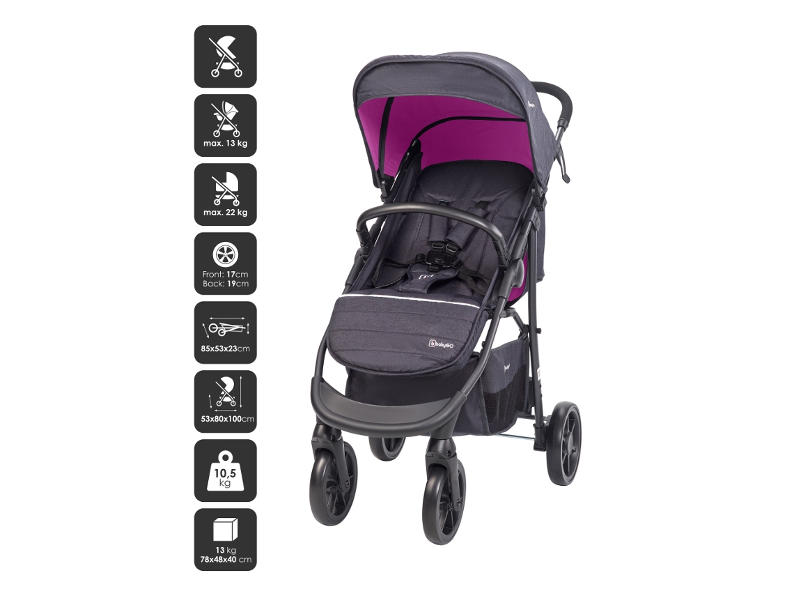 Carrinho De Bebé 3 In 1 Babygo Style Rosa