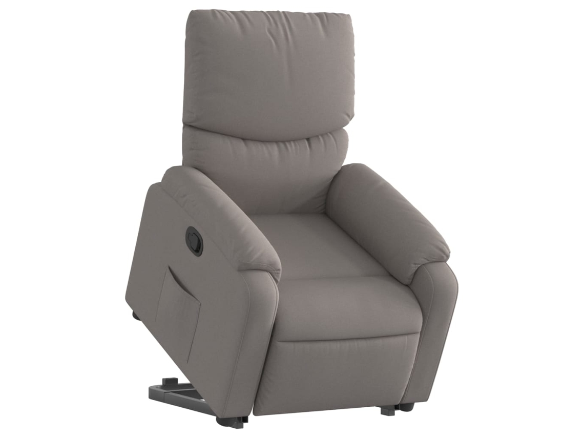 Poltrona reclinável elevatória tecido cinzento-acastanhado