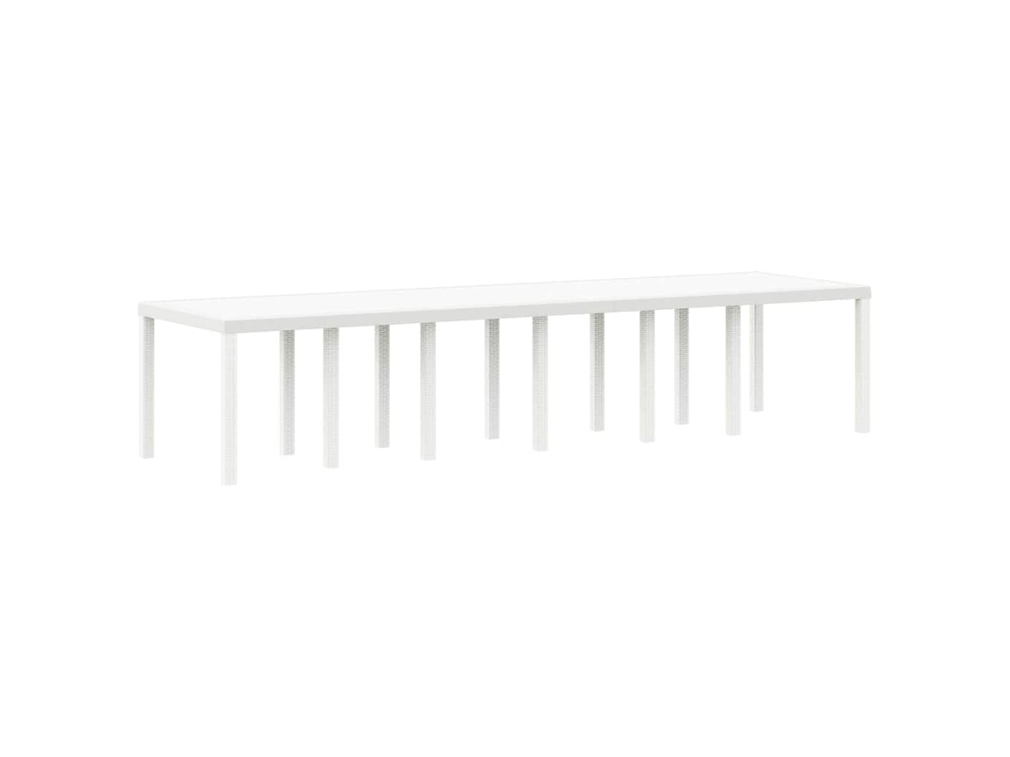 Mesa De Jardim Branco 350x100x73 Cm Vime Pe Moderna Para 6 Pessoas