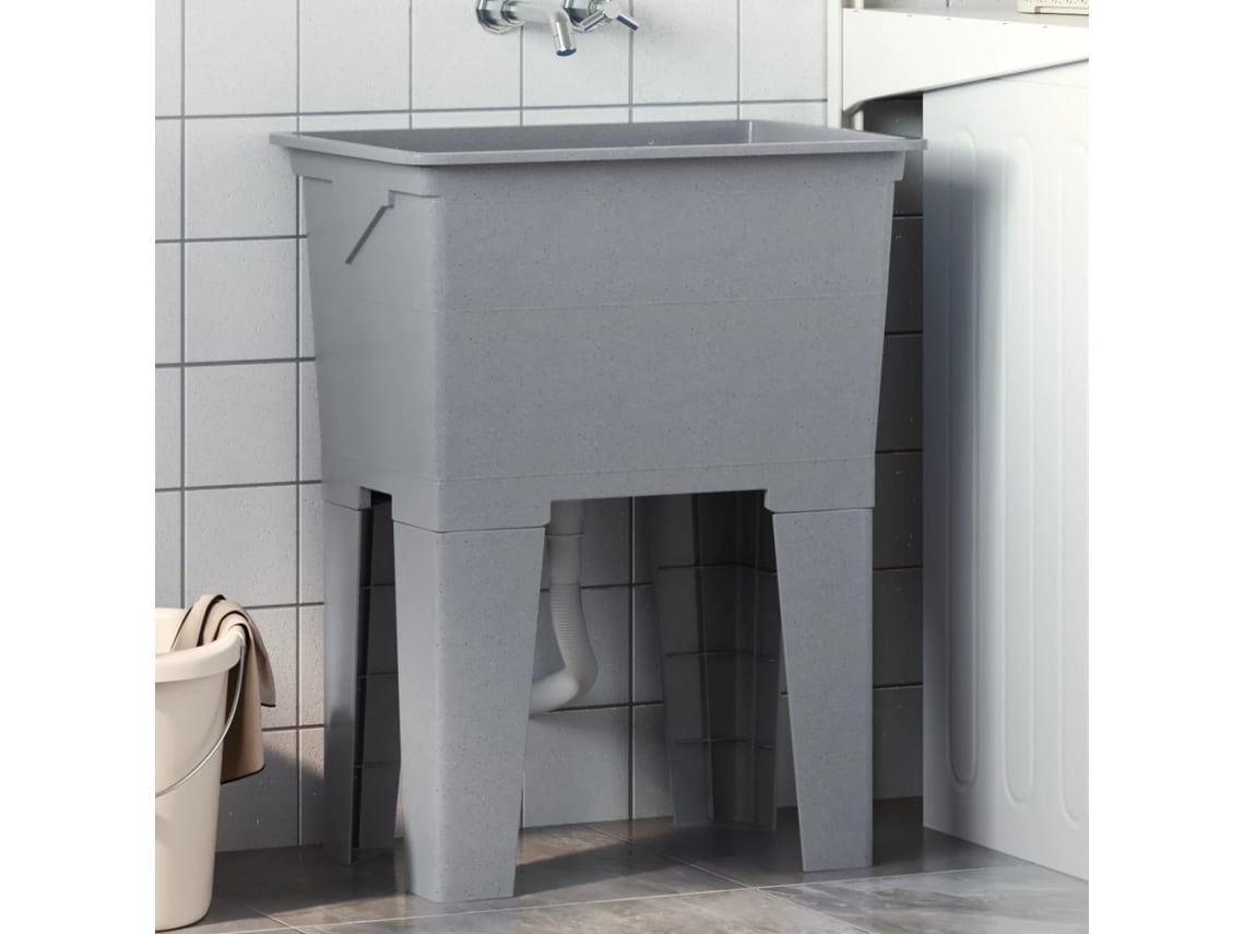Tanque De Lavar Roupa Vidaxl Cinzeto Resina (59x41x75 Cm)