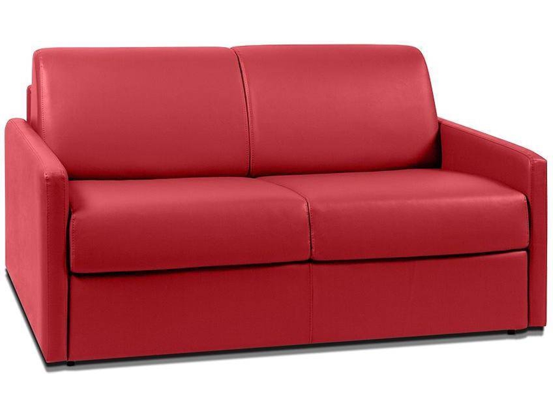 Sofá Cama Calife VENTE-UNIQUE (Vermelho - Pele sintética - 150x94x95 cm/Dimensões da cama: 120 – 139 cm)