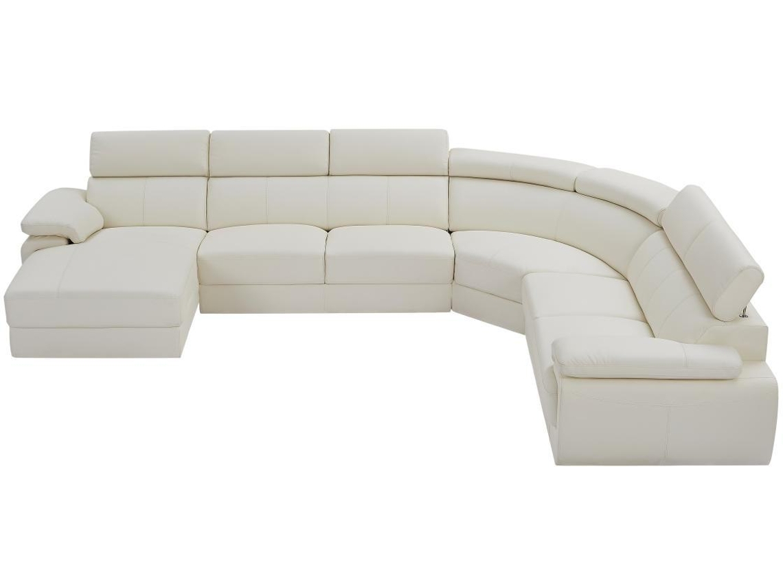 Sofá Fixo de Canto Elevanto VENTE-UNIQUE Esquerdo (Branco - Couro - 355x172x90 cm)