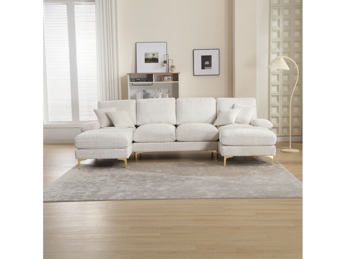 Sofá Secional Em U Grande E Moderno Com Assentos Duplos Reclináveis, Para Sala De Estar, Quarto, Escritório, Apartamento Ou Moradia Estilo