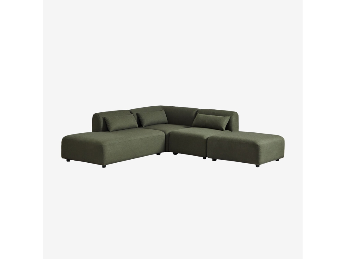 Sofá De Canto Modular De 3 Peças Com Chaise Longue Esquerda E Pufe Fogler Poliéster Sklum