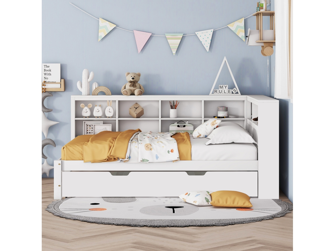 Sofá Cama 140x200, Cama Extensível 90x190 Com Tomada Usb E Armazenamento, Estrutura De Madeira Maciça, Branco Haochrymec (222.5 X 166 X 92.5 Cm)