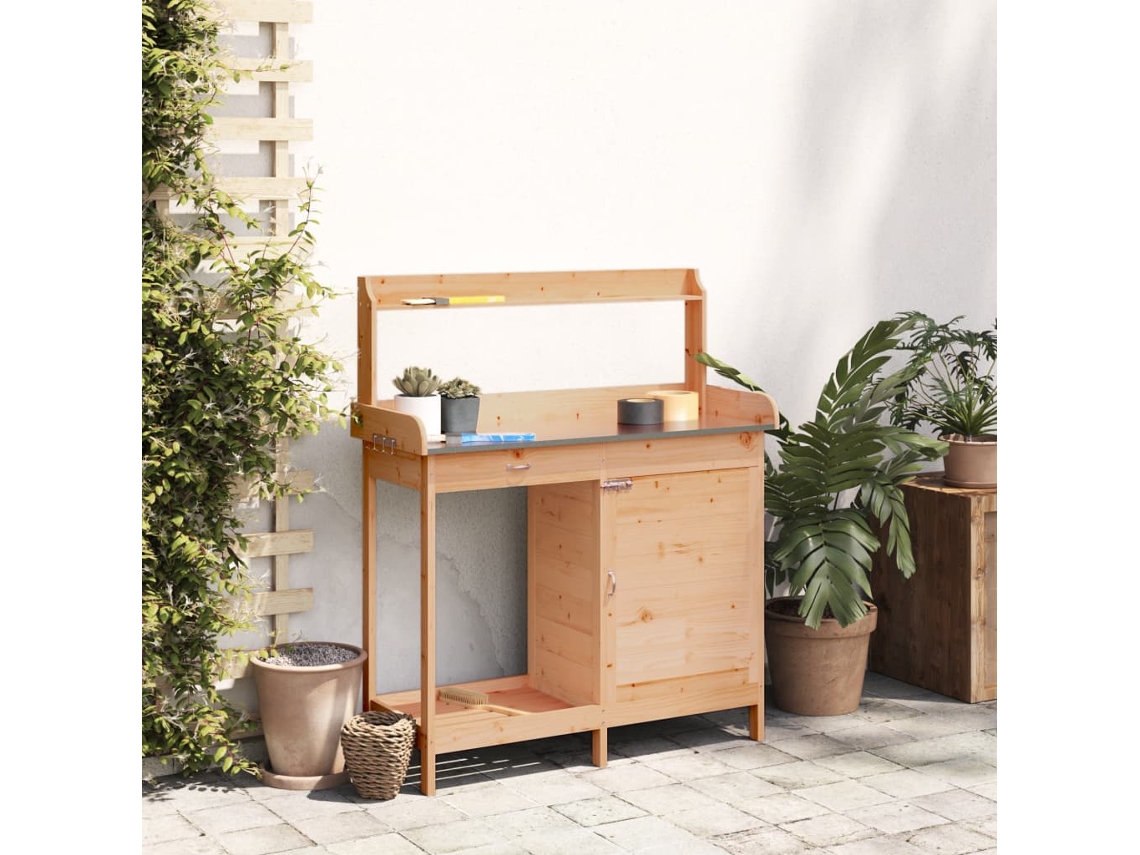 Mesa Cultivo C/ Armário 110,5x45x124,5 Cm Abeto Maciço Castanho