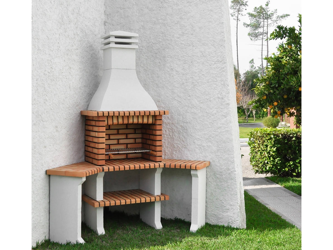 Churrasqueira MOVELAR Roma com 2 Bancadas (Tijolo Matizado - 160x58x240cm)