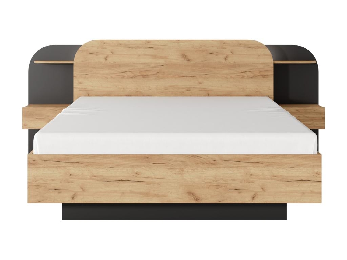 Estrutura de cama JUVISIA VENTE-UNIQUE Preto, Natural claro 160x200 cm - Sem colchão - Sem sommier