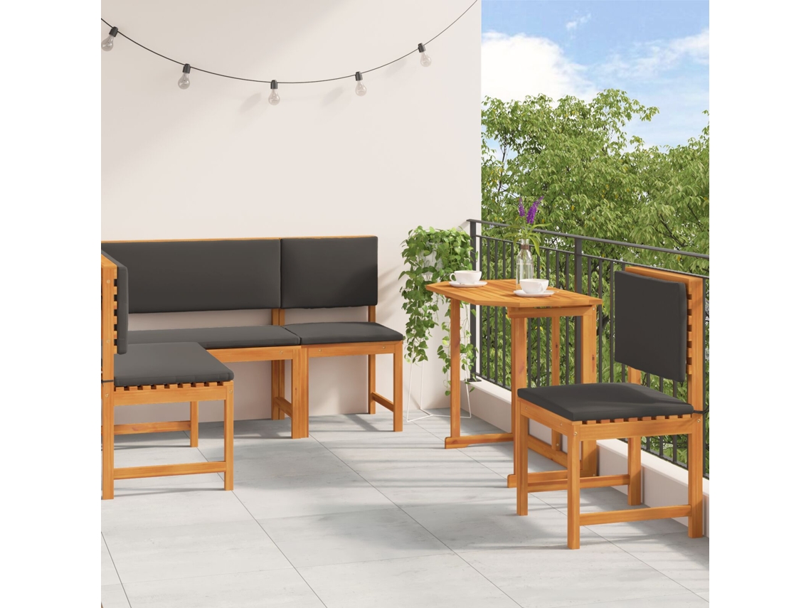 Conjunto 4 De Jantar De Jardim De Vidaxl Com Almofadas Em Madeira Maciça De Acácia