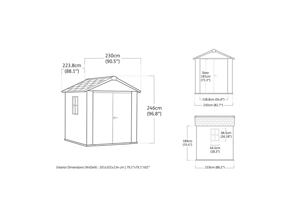 Caseta De Exterior Newton Plus 757 230x224x246 Cm E 4,4 M2 Cinza Keter