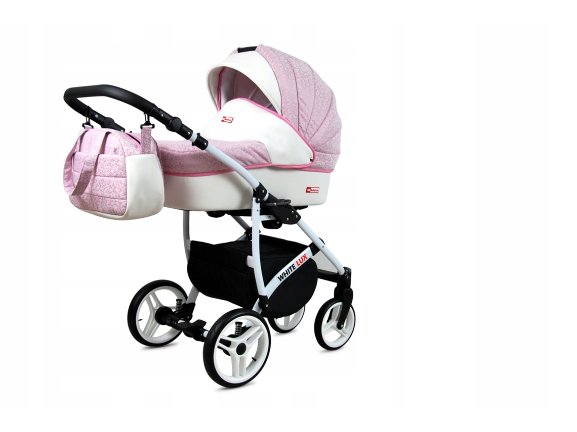 Carrinho De Bebé Multifuncional Babylux Whitelux 2 Em 1 -sweet Pink - Ajustável E Dobrável Construção Leve Em Alumínio - Acessórios