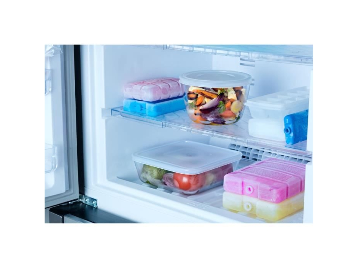 Conjunto de 8 recipientes retangulares de vidro Pyrex Cook Freeze com tampas próprias para freezer