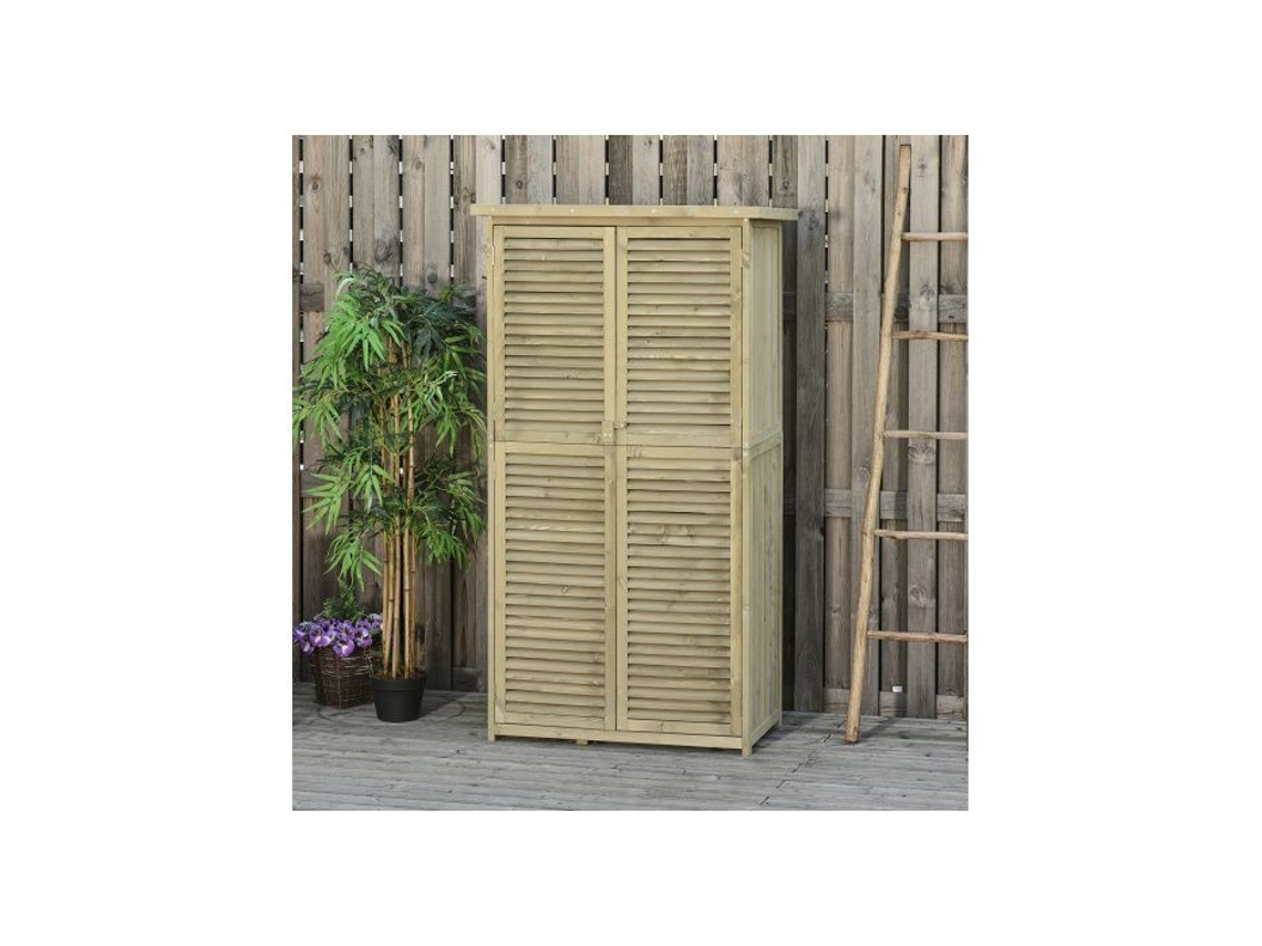 Caixa De Ferramentas Armário De Jardim Portas Lamelas 4 Compartimentos Cinza 87 X 46,5 X 160 Cm Muvoe