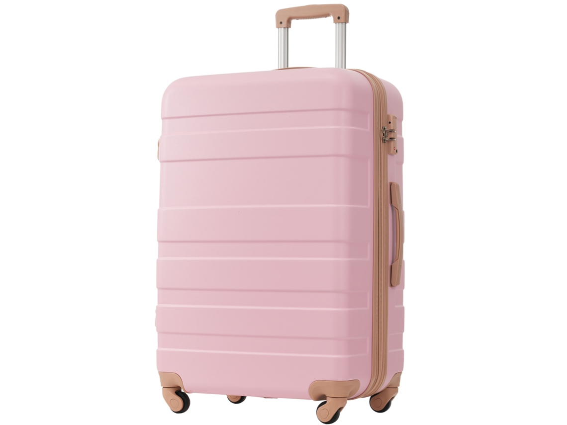 Mala De Viagem Rígida Com Bolso Para Higiene, 4 Rodas, Material Abs, Fecho Tsa, Rosa Haochrymec (44.5x27.5x68 Cm)