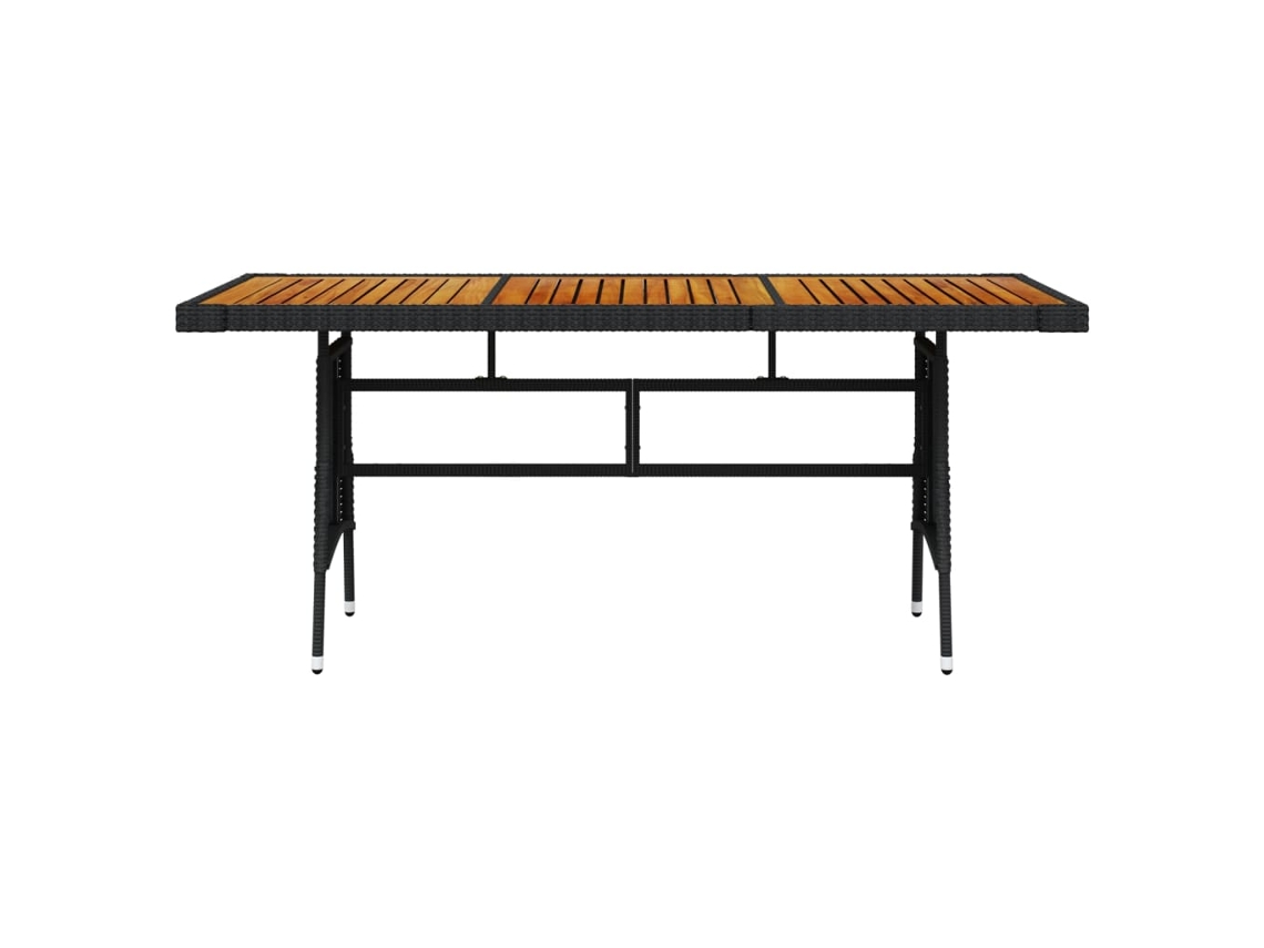 Mesa de Jardim 160X70X72 Cm Vime Pe e Acácia Maciça Preto NONAME