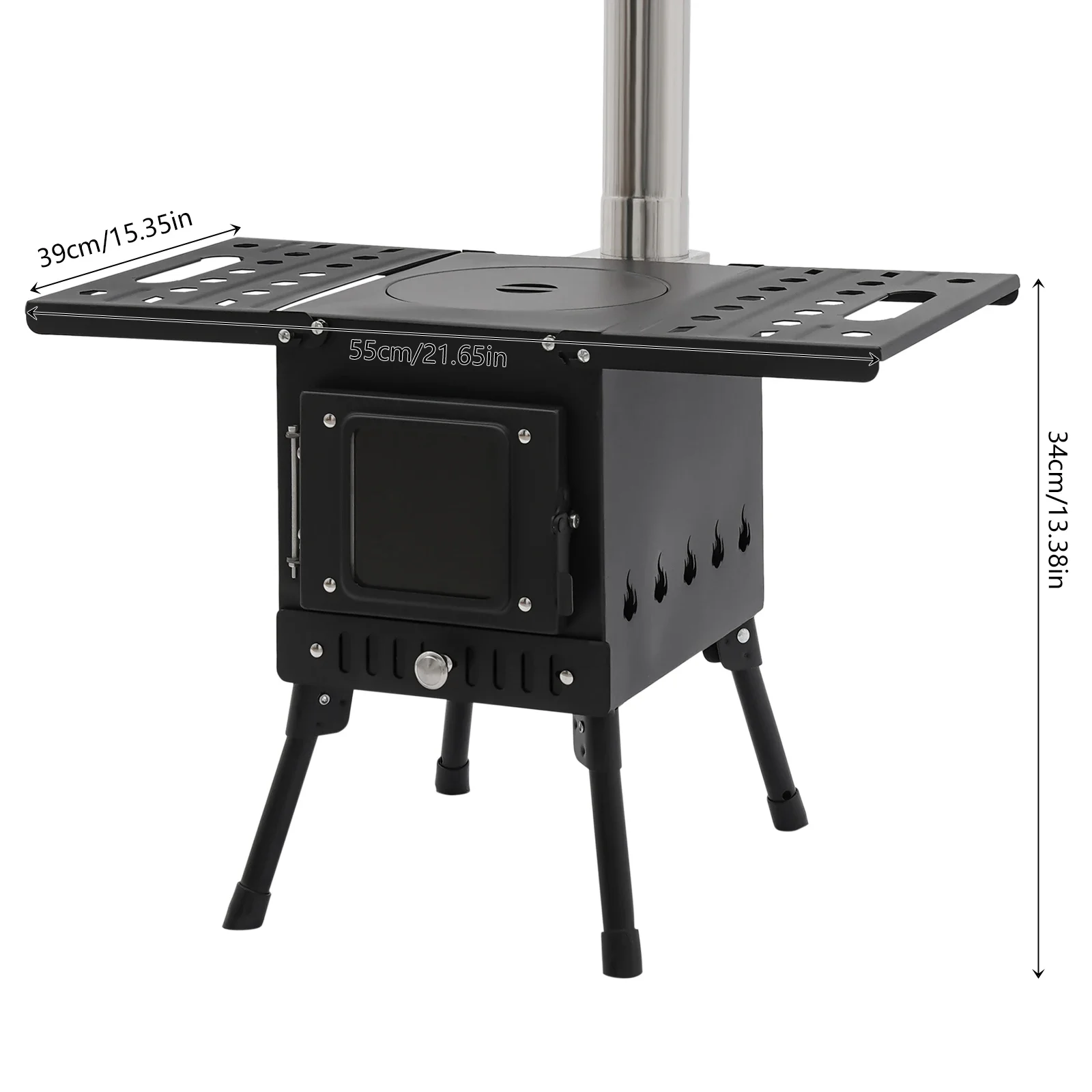 Fogão A Lenha Para Exterior, Cozinha Eficiente, Altura Ajustável, Preto Oem