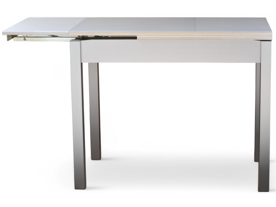 Mesa de cozinha extensível Charlotte feita à mão com melamina branca GSMESA (100/164x60x75cm)