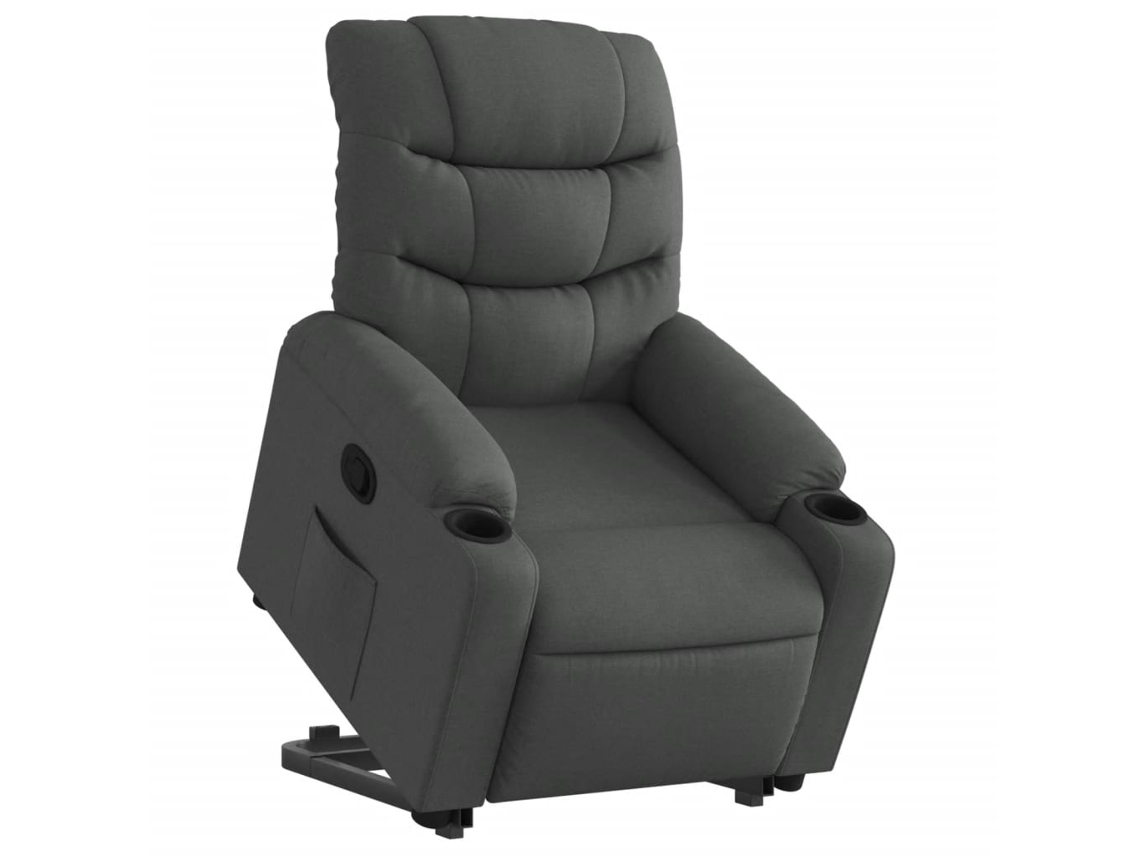 Poltrona reclinável elevatória tecido cinzento-escuro