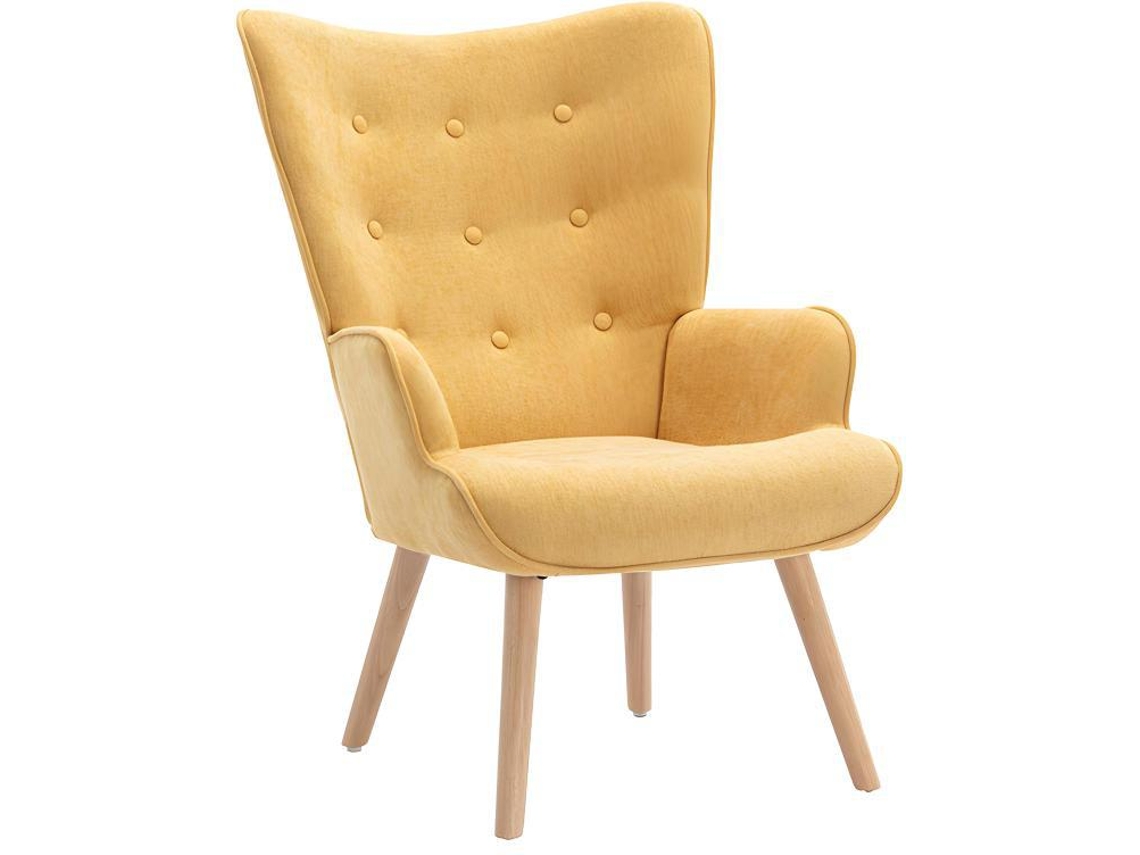 Poltrona Clássica Vately VENTE-UNIQUE (Amarelo - Tecido e Veludo - 69x78x95.5 cm)