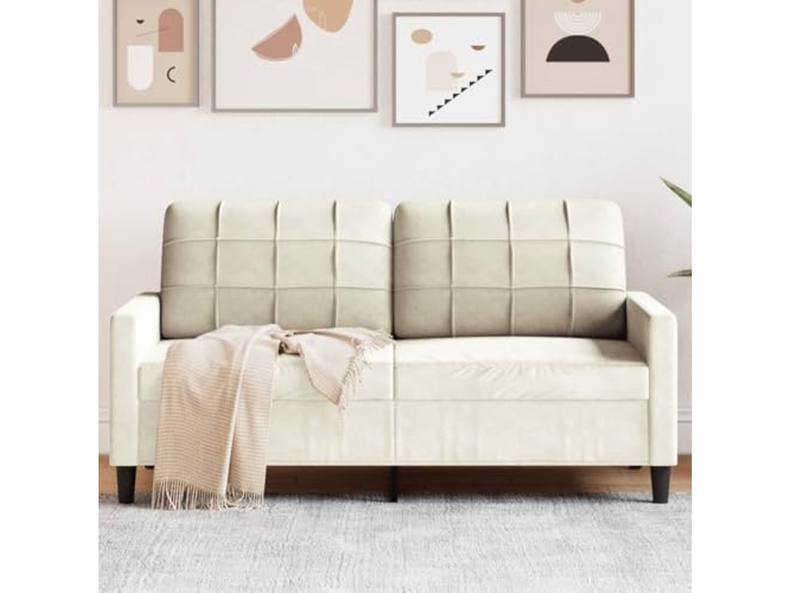 Sofá de 2 lugares VIDAXL Creme Veludo (140cm)