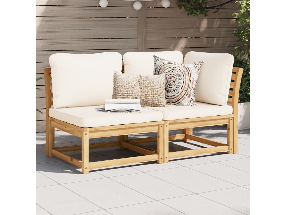 Conjunto 2 lounge de jardim c/ almofadões VIDAXL acácia maciça