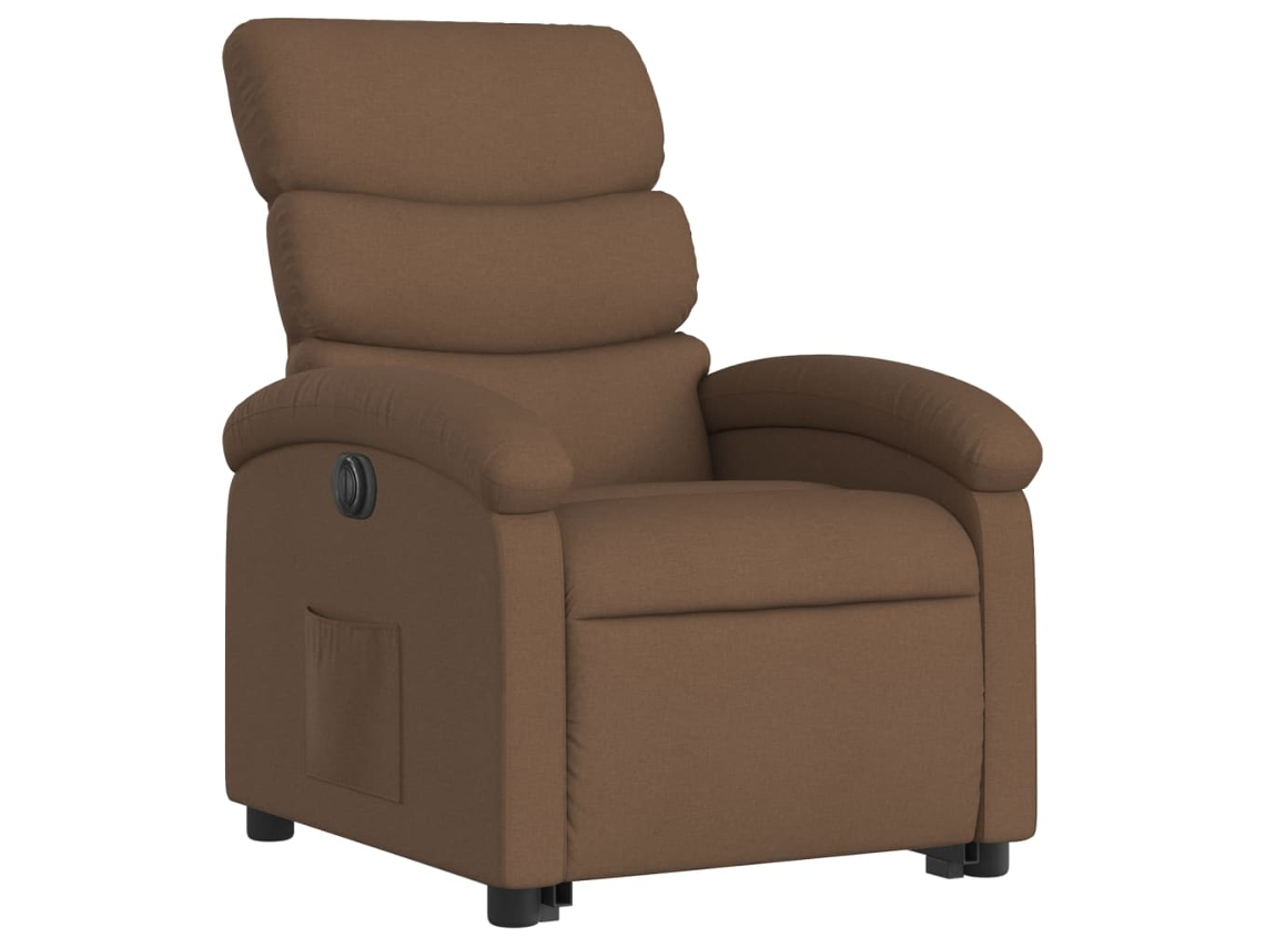 Poltrona reclinável elevatória elétrica tecido castanho