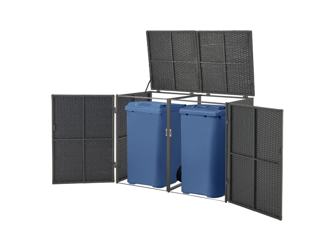 Abrigo para Caixotes do Lixo [EN.CASA] Para Para 2 Contentores Do Lixo (109x70x78 cm - Aço - Cinzento)